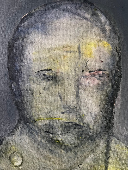 François Legoubin - Peinture - Visage Vert Dans Bleu