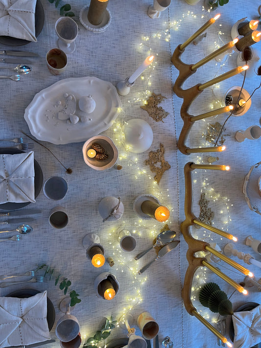 Nappe Lucette écru 200x300 coton flammé