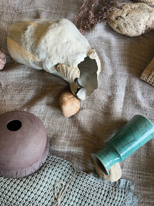 Vase Vert - Raku Caroline