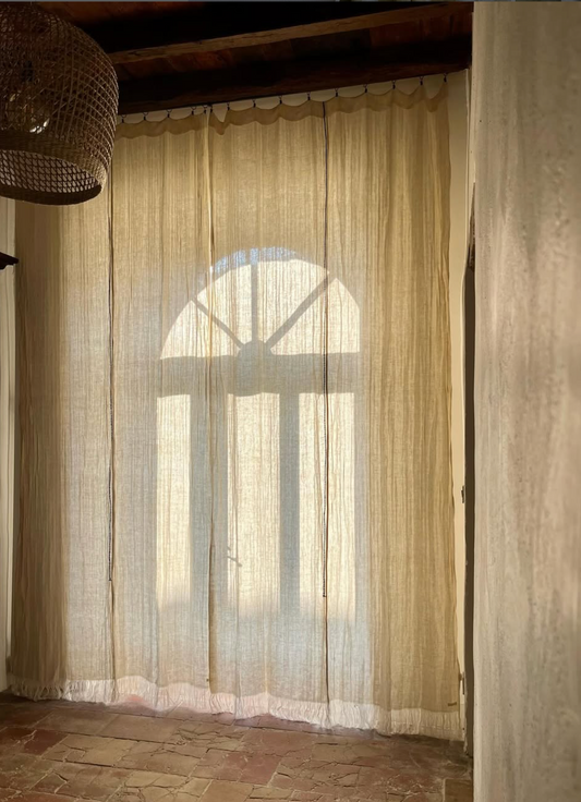 Modèle d'expo. Rideau en Lin Lavé Frangé BIRDY- Bed And Philosophy