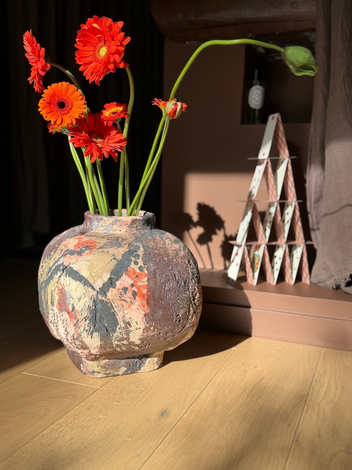 JARRE À SAKÉ , Peint à la main, Hannah André