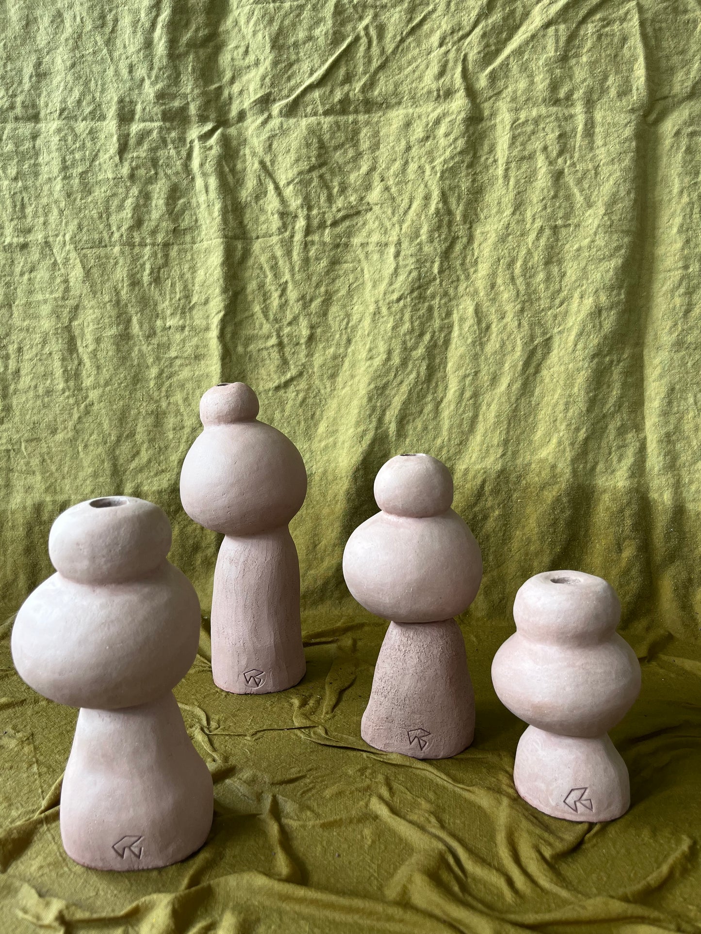 Guylène Galantine - Bougeoirs Grès Rose