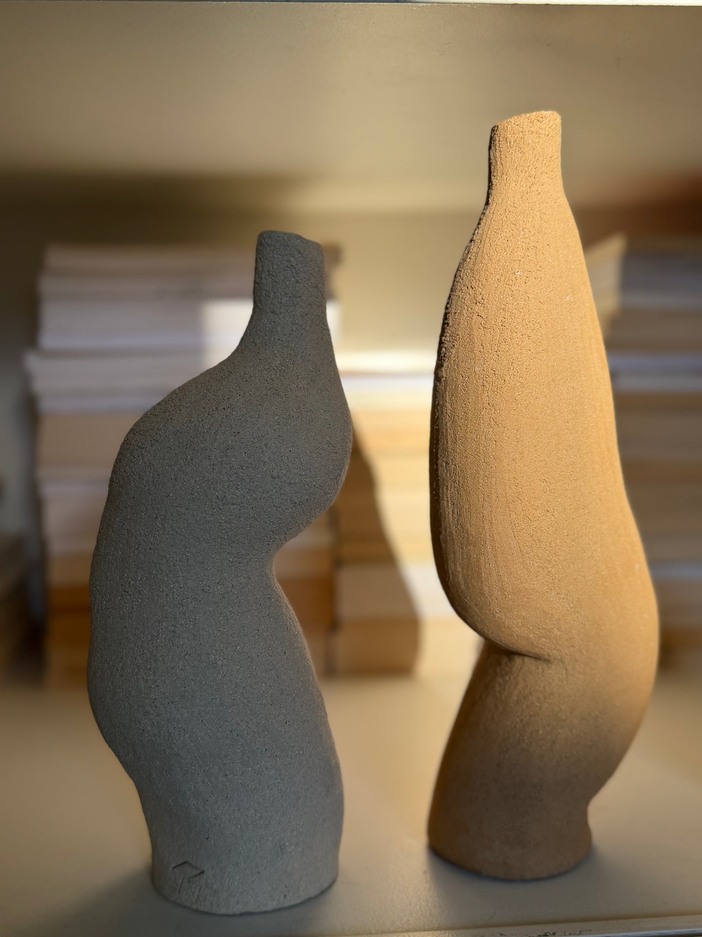 Guylène Galantine - Bougeoirs Grès Roux & Grés Blanc