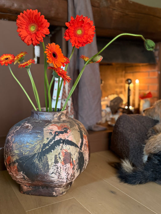 JARRE À SAKÉ , Peint à la main, Hannah André