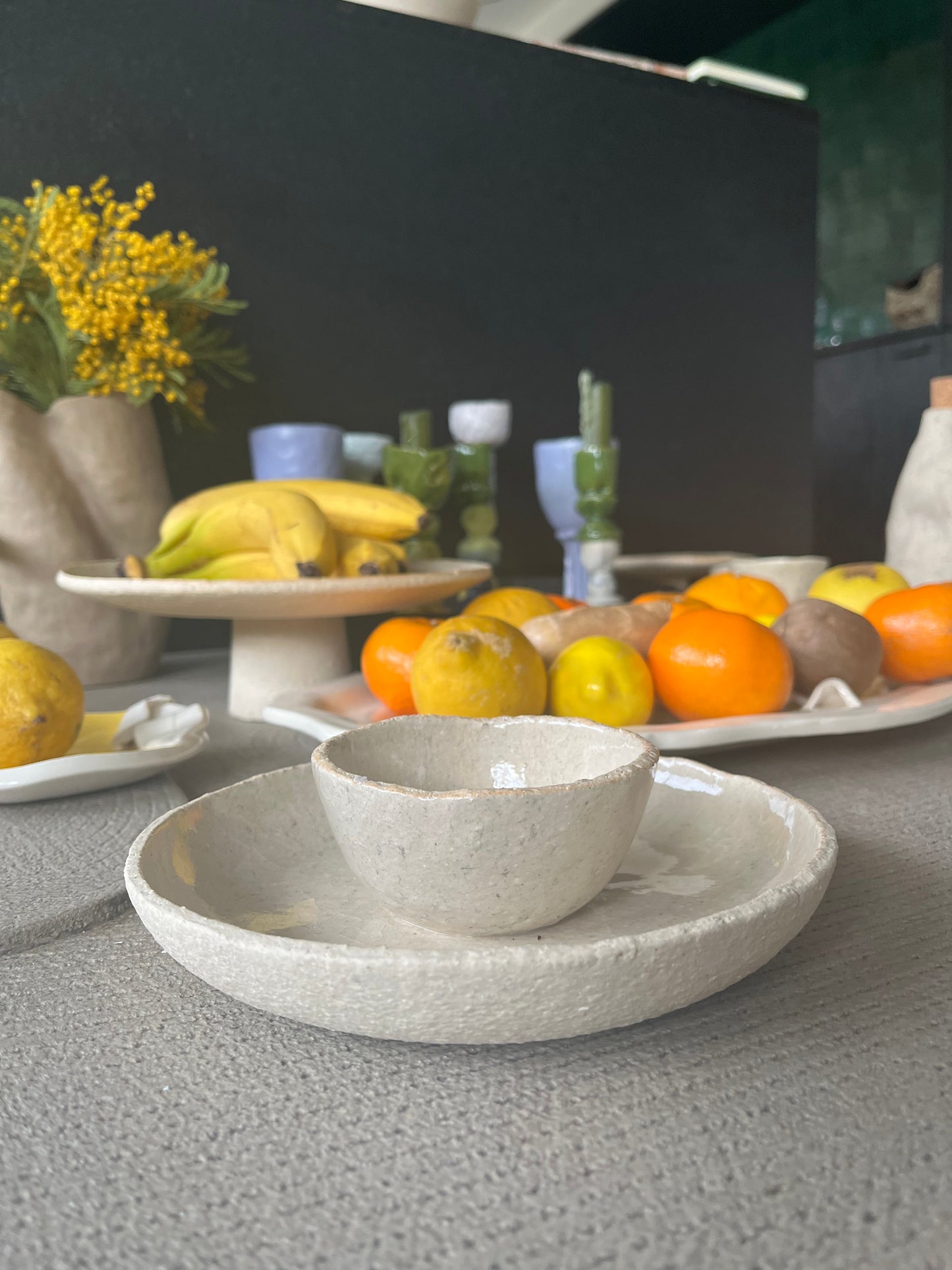 Lot plat apéro saucier et présentoirs à gâteaux - Cceramique