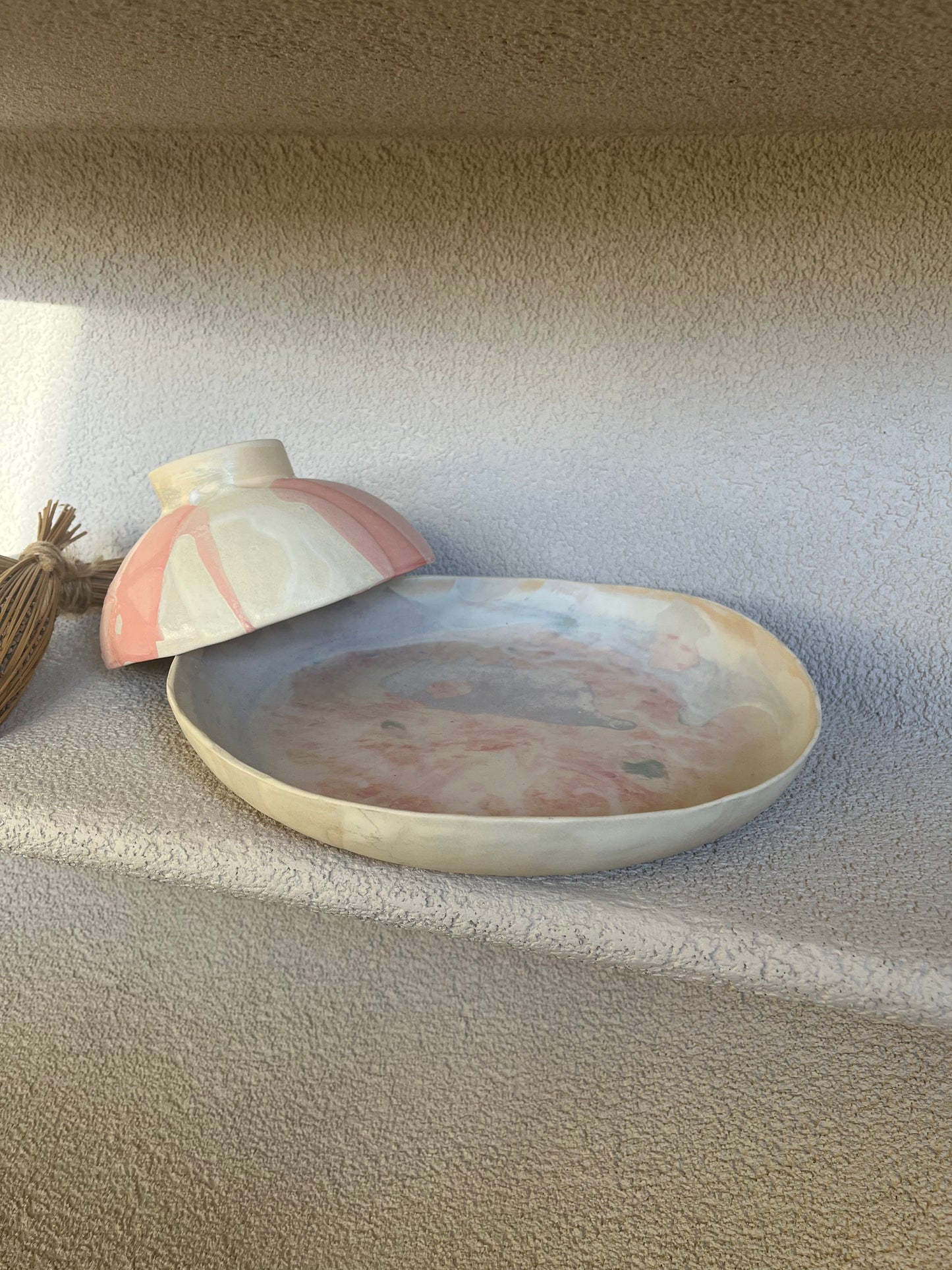 Lot d’un plat et une coupe, Muriel Senaux