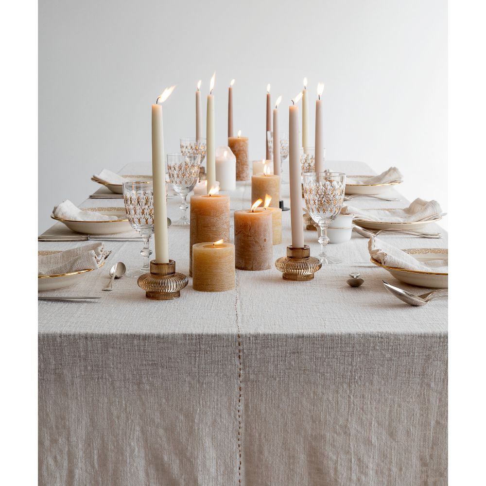 Nappe Lucette écru 200x300 coton flammé