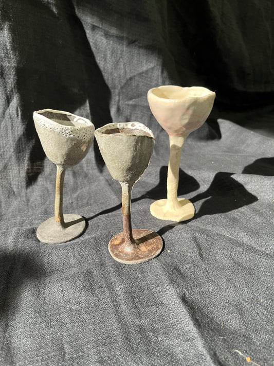 Lot de 3 verres à pied en céramique - Muriel Senaux