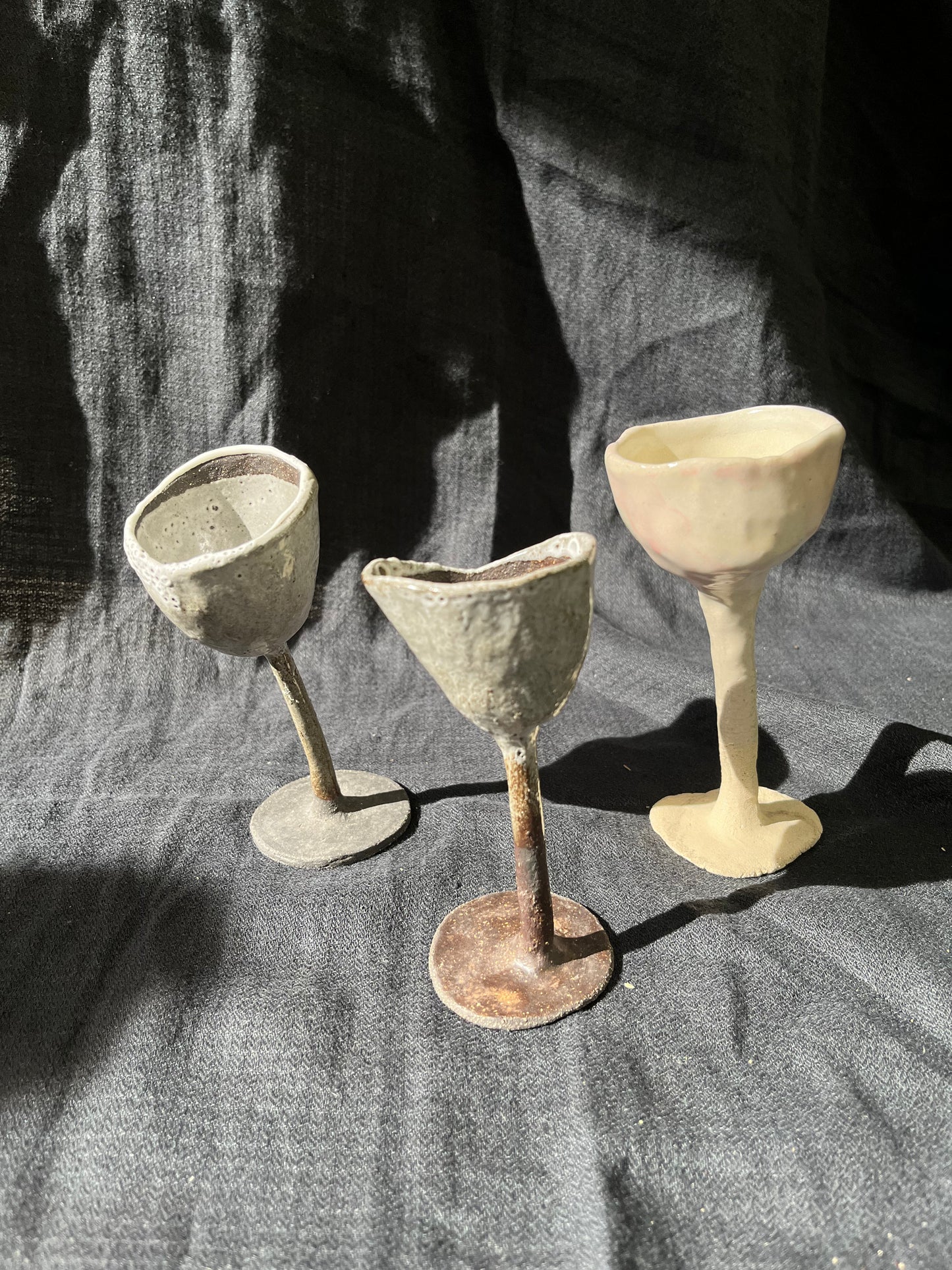 Lot de 3 verres à pied en céramique - Muriel Senaux