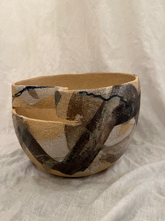 Grand panier aux engobes vitrifiés- Hannah André