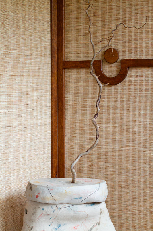 Tabouret vase-jarre avec son capuchon plateau - Collab Maison Makeba x MR Céramique