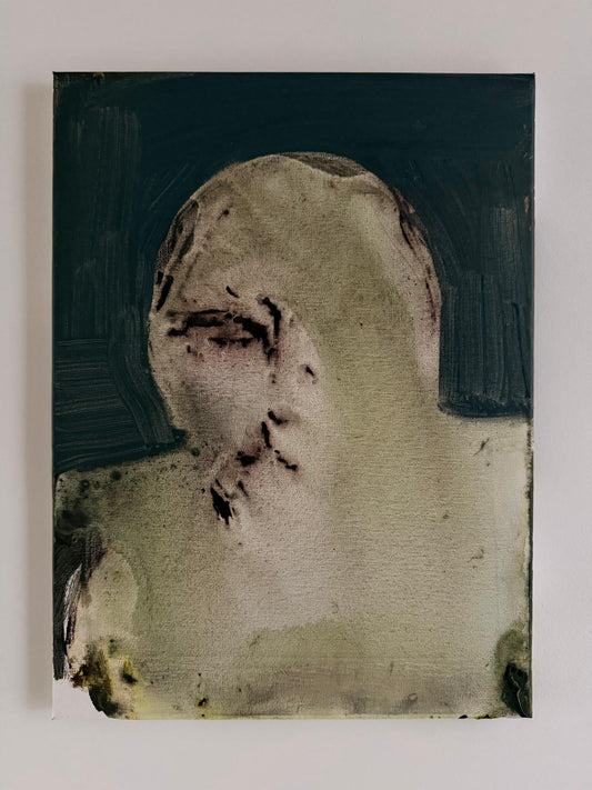 François Legoubin - Peinture - Demi Visage Vert Dans Vert