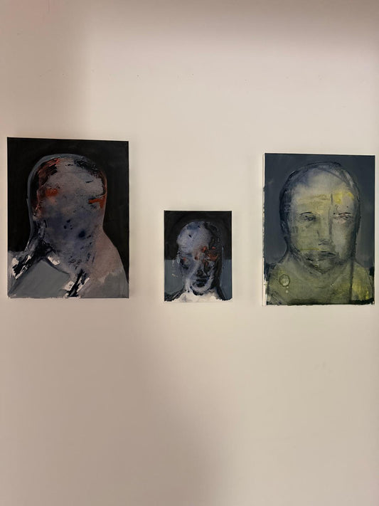 François Legoubin - Peinture - Visage Bleu Dans Noir