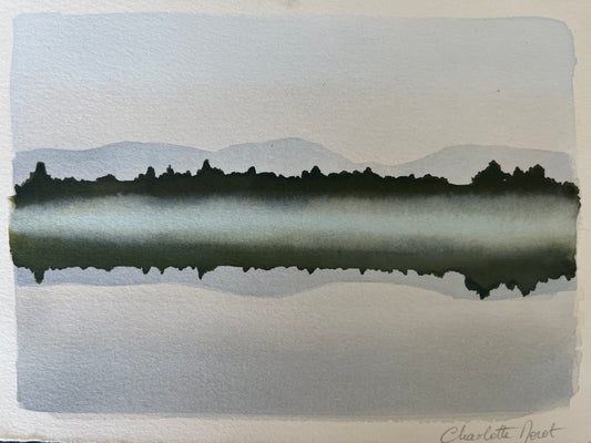 Charlotte Morot - Encre sur papier - Brume sur le Lac