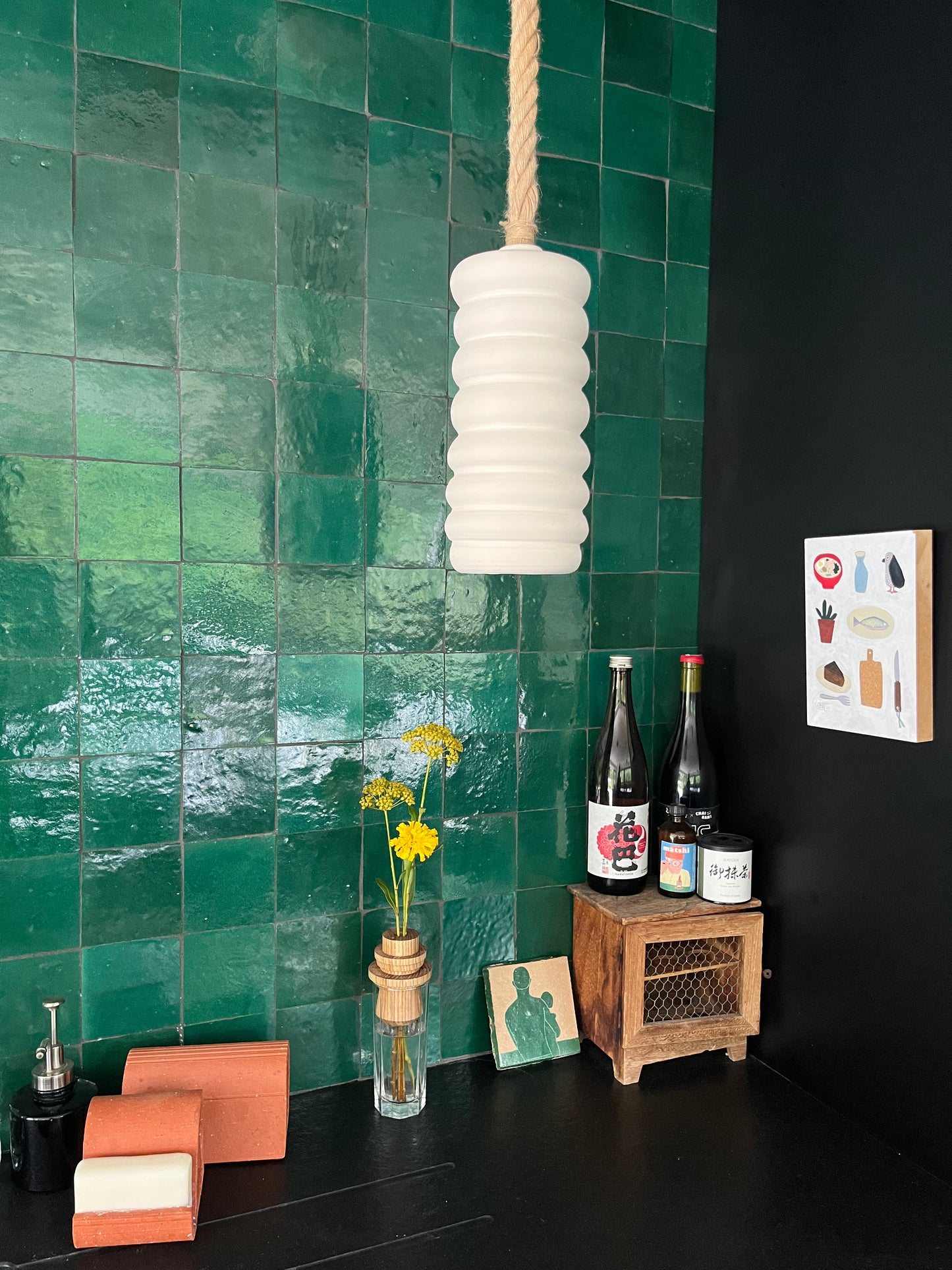 Soliflore « Cenote » verre et bois Jeremy Niquet