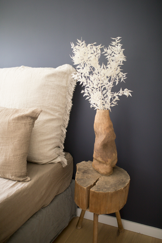 Grand coussin frangé couleur Plume