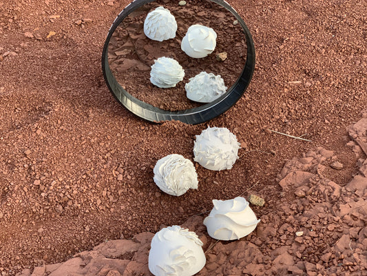 Petites céramiques blanches roses Atmosterres Hannah André