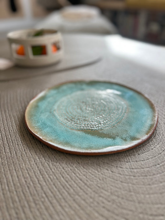 Assiette plate turquoise Marie Fekroun
