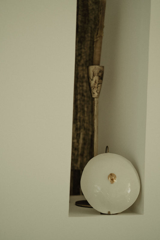 Photophore Desseins porcelaine blanche et or Jordane Somville