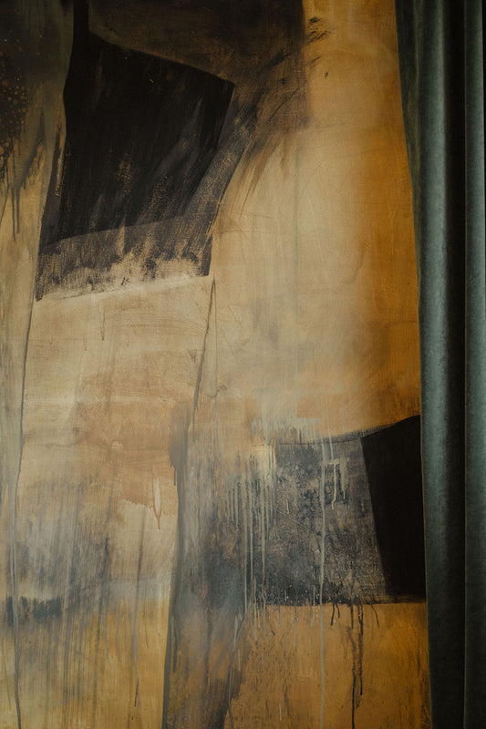Michel Cure - Huile sur Toile - Paysage Brun Ocre