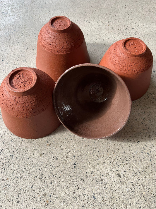 Lot de 2 tasses évasée grès rouge émail transparent Tanguy Fraiture