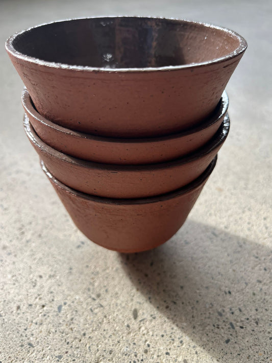 Lot de 2 tasses évasée grès rouge émail transparent Tanguy Fraiture