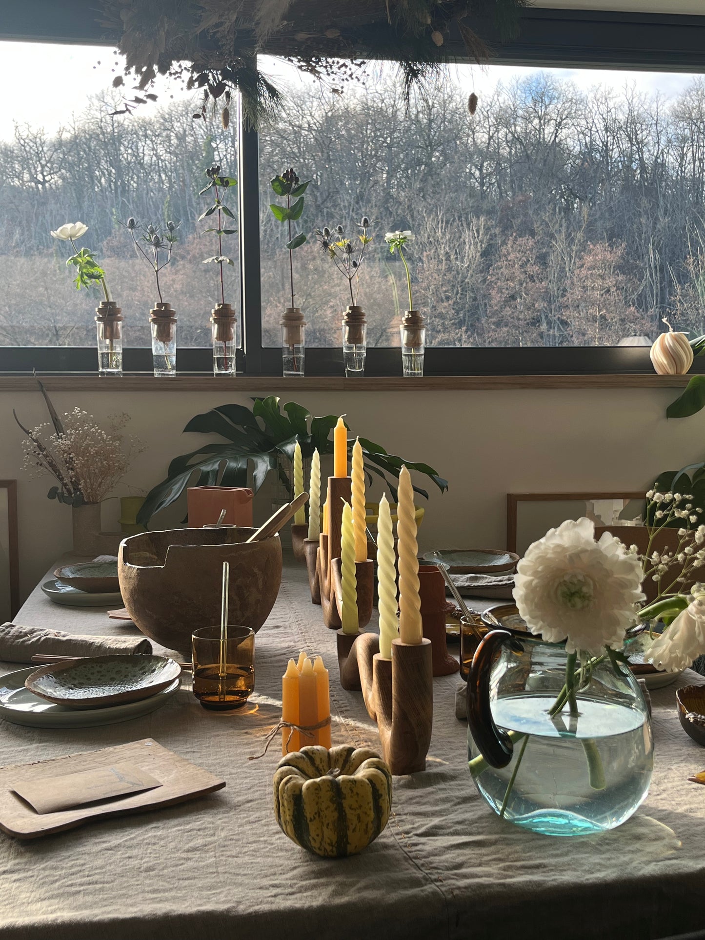 Soliflore « Cenote » verre et bois Jeremy Niquet