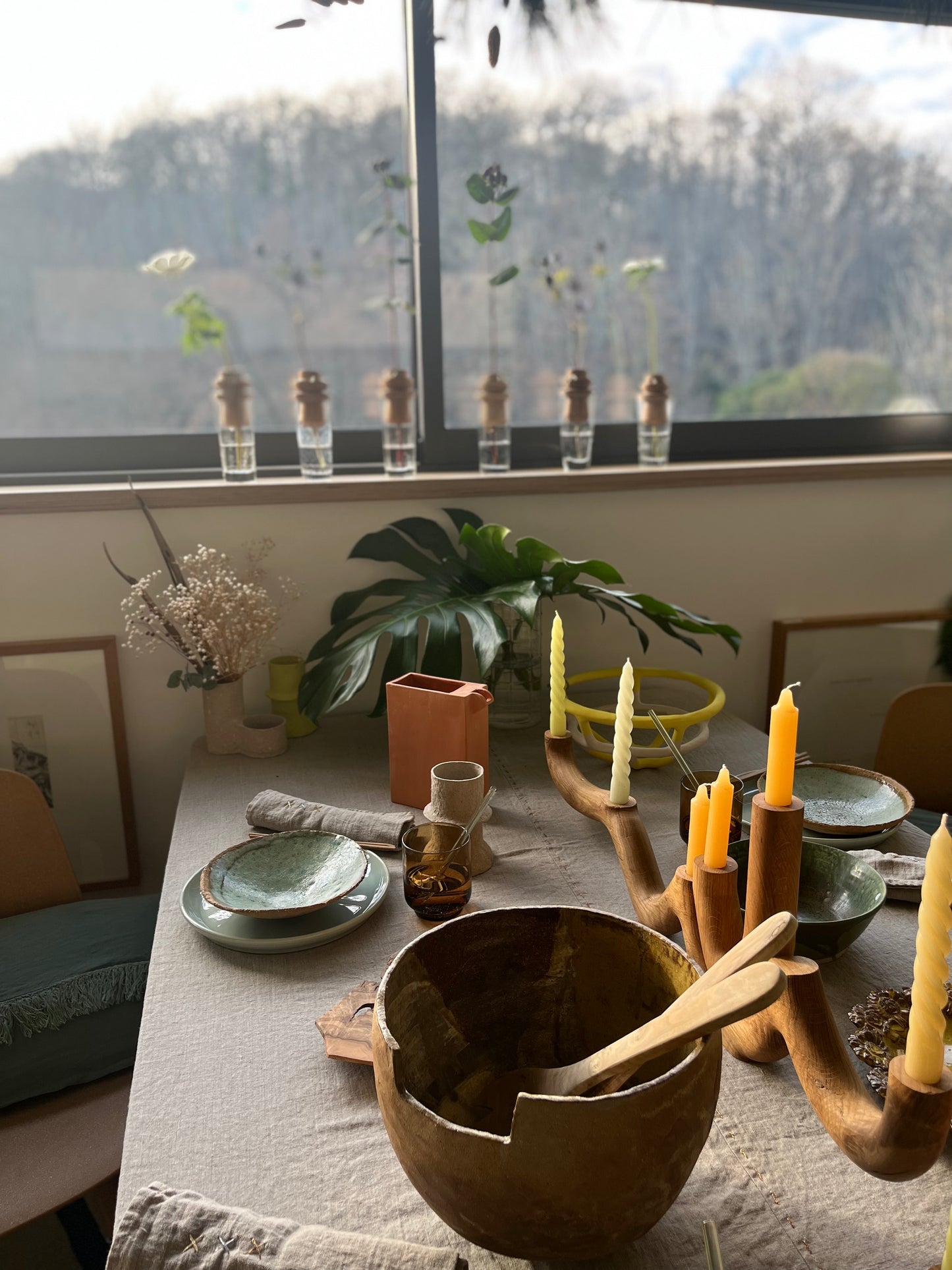 Soliflore « Cenote » verre et bois Jeremy Niquet
