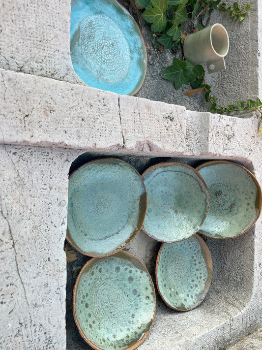 Assiettes creuses turquoise Marie Fekroun